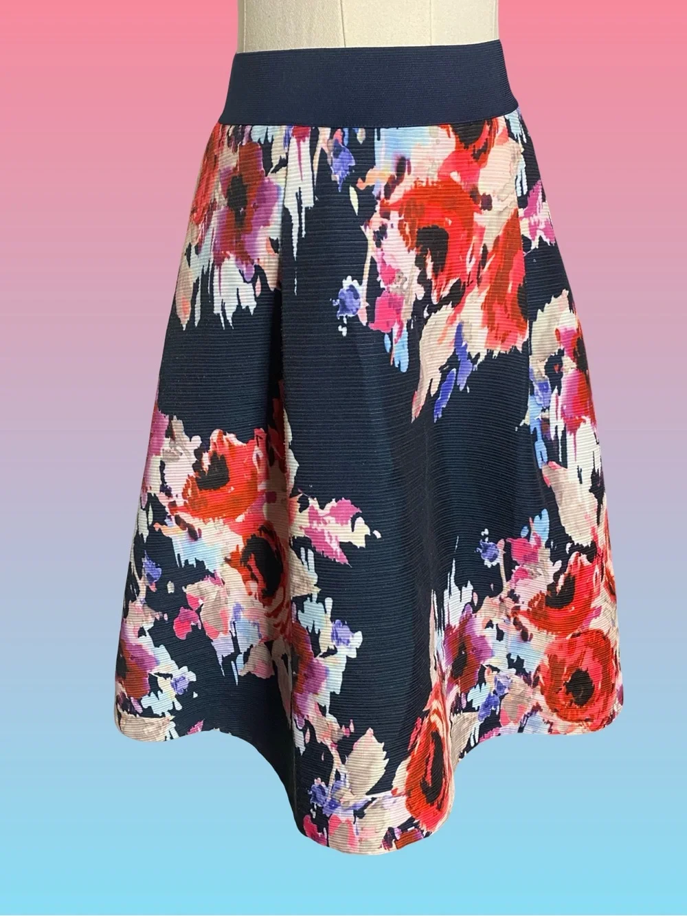 Kate Spade New York Hazy Floral Skirt Textured Pleated Fit & Flare Size 2 NWOT